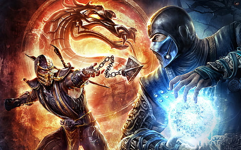 Scorpions vs Sub Zero Mortal Kombat, Mortal Kombat แมงป่องและการถ่ายภาพตัวละคร Sub-Zero, Mortal Kombat, วอลล์เปเปอร์ HD HD wallpaper