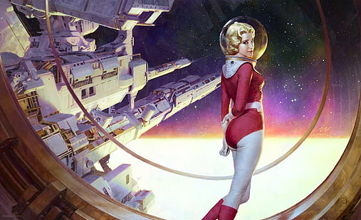 science fiction, astronaute, rétro science fiction, artwork, Fond d'écran HD HD wallpaper