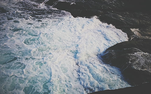 bord de mer, nature, côte, vagues, mer, Fond d'écran HD HD wallpaper