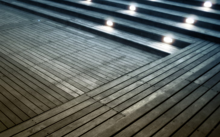 detailed, wooden surface, planks, lights, architecture, HD wallpaper