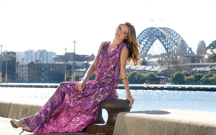 Miranda Kerr, Australia, Sydney, Sydney Harbour Bridge, women outdoors, women, model, HD wallpaper