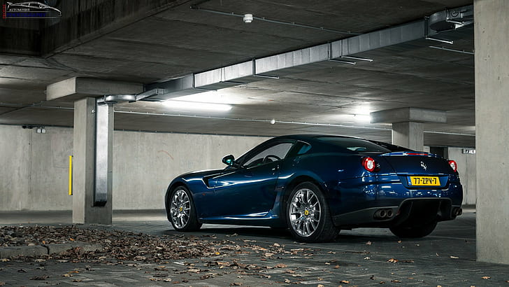 599, bleu, blu, niebieski, samochody, coupe, ferrari, fiorano, gtb, italia, supersamochody, Tapety HD
