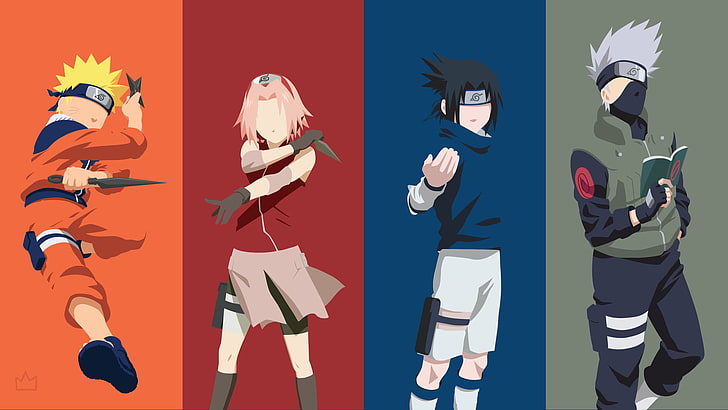 Anime, Naruto, Kakashi Hatake, Naruko Uzumaki, Sakura Haruno, Sasuke Uchiha, Wallpaper HD