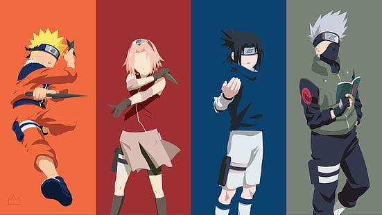 Anime, Naruto, Kakashi Hatake, Naruko Uzumaki, Sakura Haruno, Sasuke Uchiha, HD wallpaper HD wallpaper