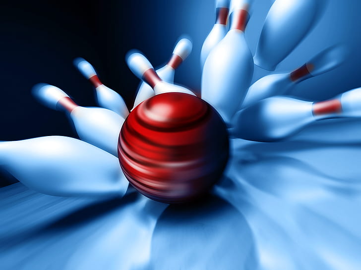 bowling, pins, sport, strike, HD wallpaper