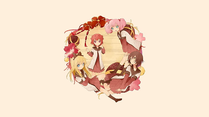 Anime Mädchen, Anime, Yuru Yuri, Yoshikawa Chinatsu, Funami Yui, Toshinou Kyouko, Akaza Akari, HD-Hintergrundbild