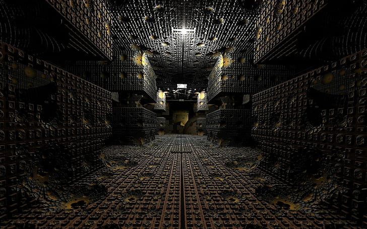 brown concrete tunnel, 3D, HD wallpaper