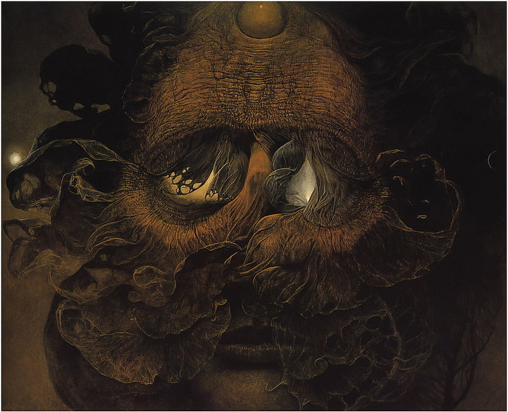 lukisan topeng wajah krem, Zdzisław Beksiński, Wallpaper HD