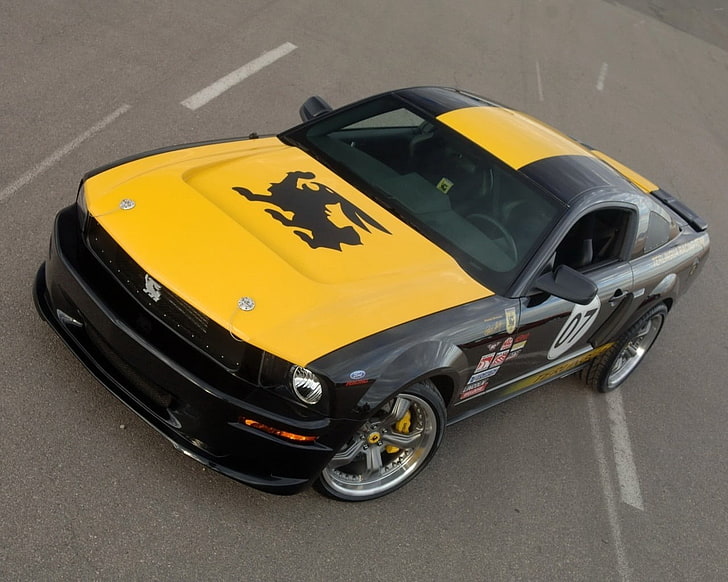 gelb und schwarz Modell-Druckguss-Pack, Muscle-Cars, Ford Mustang GT, Auto, Tuning, HD-Hintergrundbild