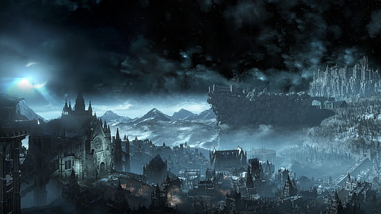 ปราสาทใกล้วอลล์เปเปอร์ดิจิทัลภูเขา Dark Souls III, Irithyll, วิดีโอเกม, วอลล์เปเปอร์ HD HD wallpaper