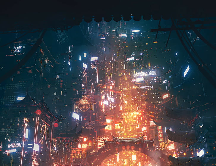 cyberpunk, city, HD wallpaper