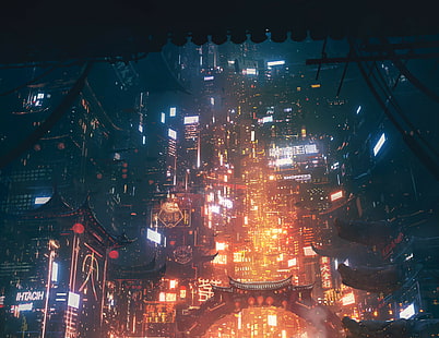  cyberpunk, city, HD wallpaper HD wallpaper