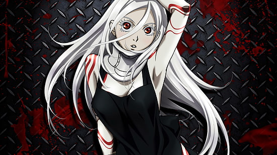 Anime, Deadman Wonderland, Darah, Merah, Shiro (Deadman Wonderland), Steel, White, Wallpaper HD HD wallpaper
