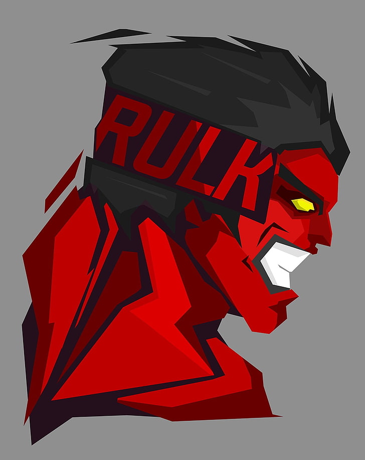 Художествена творба на Rulk анимация, супергерой, Hulk, Marvel Comics, червен hulk, HD тапет, тапет за телефон