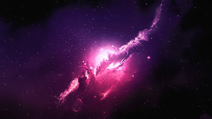 wallpaper galaksi, nebula, Atlantis, galaksi, ruang, bintang, alam semesta, spacecapes, violet, pink, Wallpaper HD