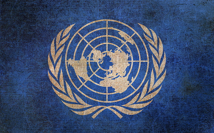 Logo delle Nazioni Unite, il mondo, logo, bandiera, stemma, ONU, Sfondo HD