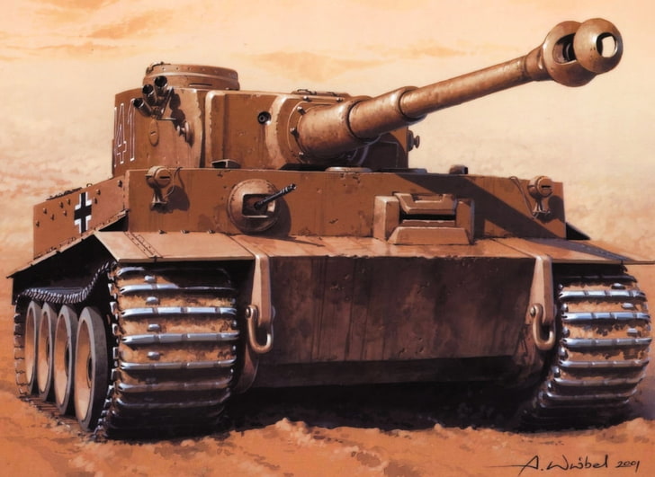 brown battletank, tiger, figure, the Germans, the Wehrmacht, heavy tank, Wrobel, PzKpfw VI, Tiger 1, SdKfz 181, HD wallpaper