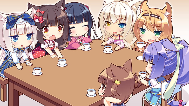 anime, anime girls, Neko Para, Chocolat (Neko Para), Vanilla (Neko Para), nekomimi, HD wallpaper