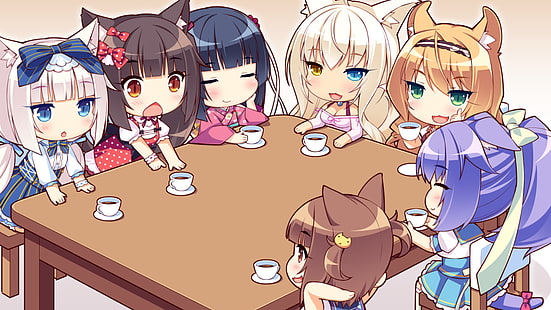 anime, anime girls, Neko Para, Chocolat (Neko Para), Vanilla (Neko Para), nekomimi, HD wallpaper HD wallpaper