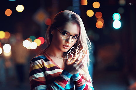mulheres, modelo, Dmitry Arhar, retrato, mulheres com óculos, loira, HD papel de parede HD wallpaper