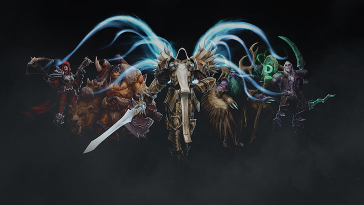 screenshot de videogame, heróis da tempestade, Tyrael, Rexxar, Valla, Malfurion, Xul, HD papel de parede