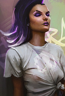 perempuan, seni digital, Overwatch, Sombra, Sombra (Overwatch), Wallpaper HD HD wallpaper