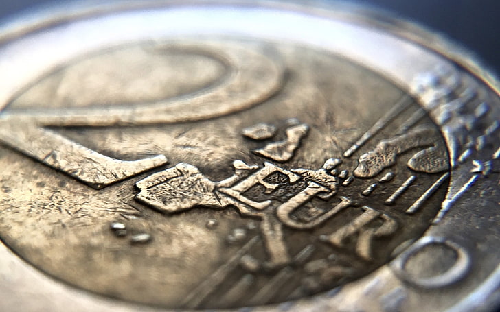 round brass-colored coin, macro, money, coins, HD wallpaper