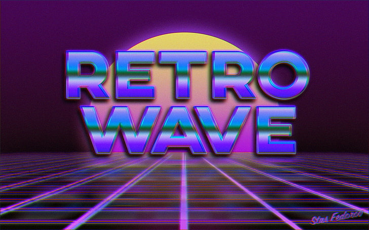 Нова ретро вълна, synthwave, 1980-те, типография, неон, Photoshop, HD тапет
