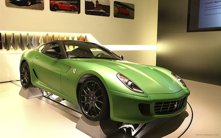 2010 Ferrari 599 GTB HY KERS Concept 2, รถเก๋งเฟอร์รารีสีเขียวปี 2010, แนวคิด, เฟอร์รารี, เคอร์ส, รถยนต์, วอลล์เปเปอร์ HD