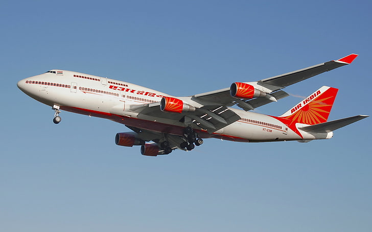 Air India Flight 182, röd och vit Air India kommersiell plan, flygplan / flygplan, kommersiella flygplan, plan, flygplan, HD tapet