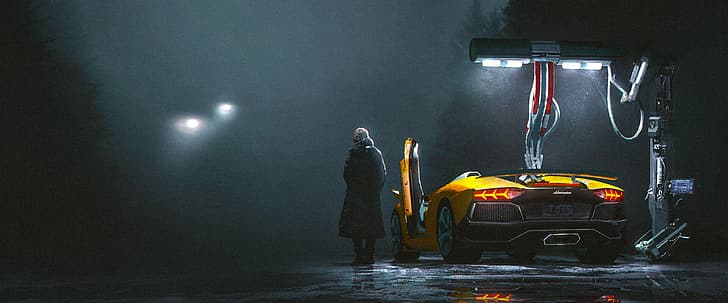 wide image, wide screen, Lamborghini, Lamborghini Aventador J, HD wallpaper
