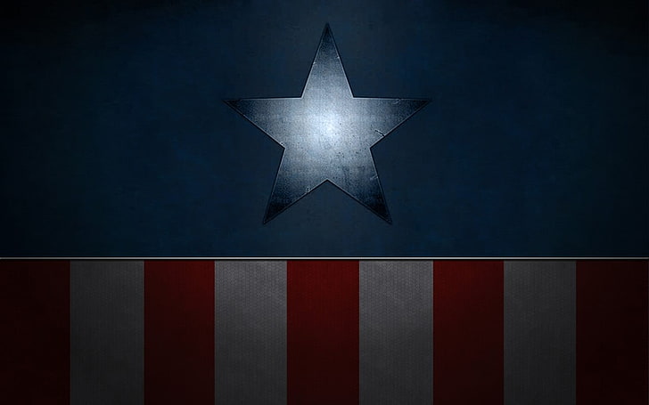 Logo Captain America, Captain America, minimalis, kartun, seni digital, Wallpaper HD
