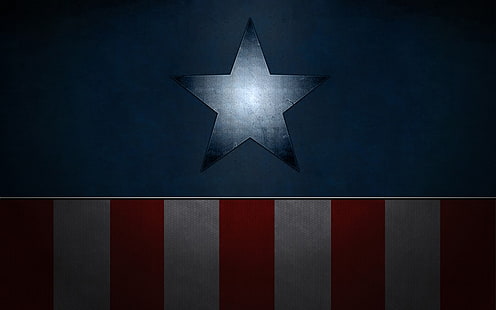 Logotipo do Capitão América, Capitão América, minimalismo, desenho animado, arte digital, HD papel de parede HD wallpaper