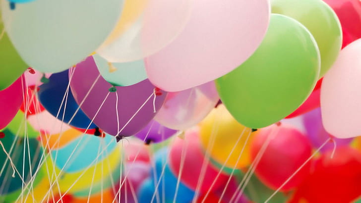 Разноцветные воздушные шары, разные цвета воздушных шаров, фотография, 1920x1080, воздушный шар, HD обои