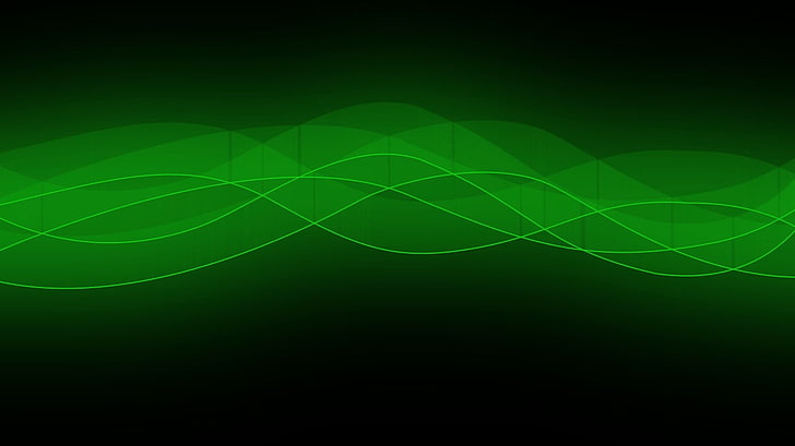 green waves, abstract, lines, green, HD wallpaper