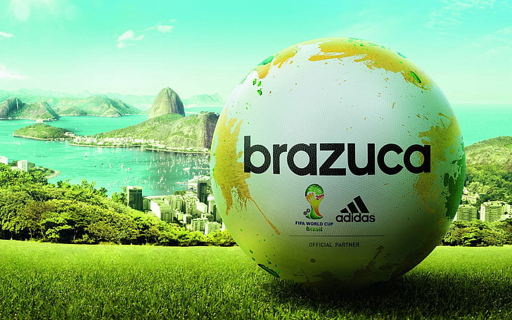 papel pintado blanco adidas brazuca, balón de fútbol, ​​fútbol, Fondo de pantalla HD
