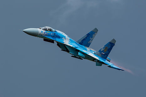 戦闘機、ウクライナ、猛烈な勢いで、Su-27、ウクライナ空軍、 HDデスクトップの壁紙 HD wallpaper