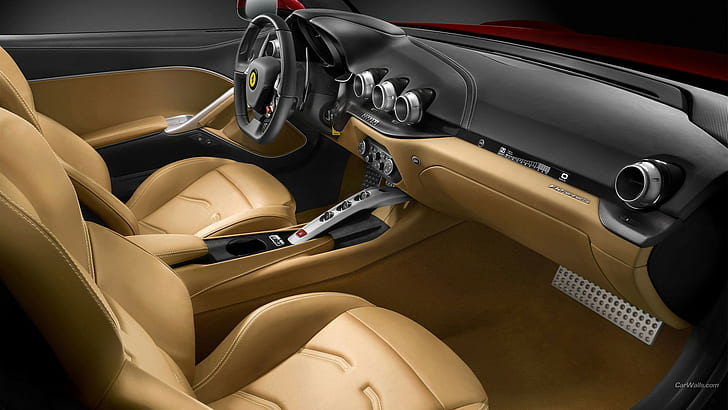 Ferrari F12, car interior, vehicle, Ferrari, car, HD wallpaper