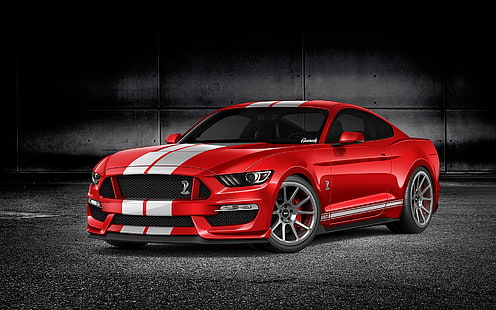 Ford Mustang GT350 rotes Auto Vorderansicht, Ford, Mustang, Rot, Auto, Front, Ansicht, HD-Hintergrundbild HD wallpaper