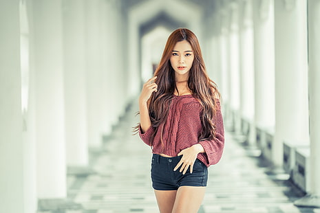 아시아, 여성, 갈색 머리, 모델, 긴 머리, HD 배경 화면 HD wallpaper
