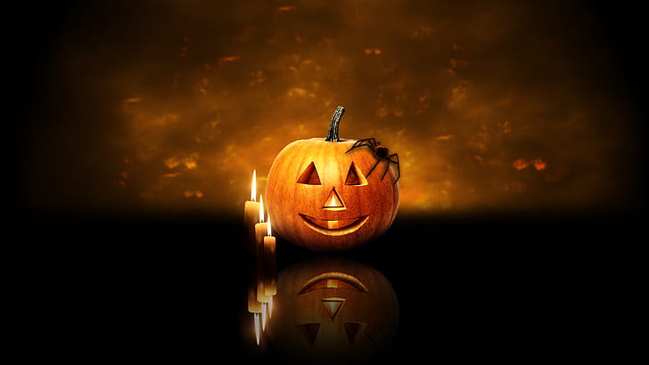 Halloween Pumpkin Candles HD, halloween, celebrations, candles, pumpkin, HD wallpaper