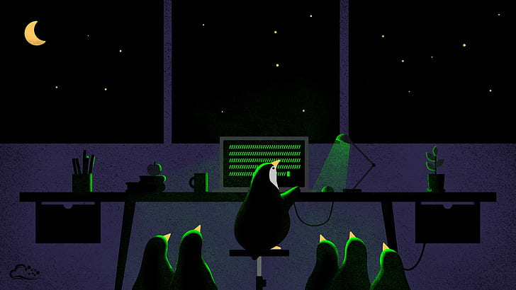 鳥、ペンギン、コンピューター、Linux、 HDデスクトップの壁紙