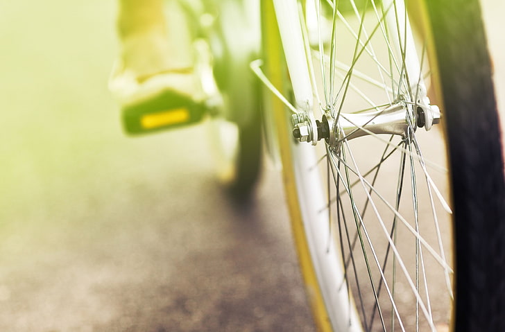 chrome bicycle rim, bike, green, background, stay, Wallpaper, mood, blur, wheel, day, bicycle, widescreen, full screen, HD wallpapers, HD wallpaper