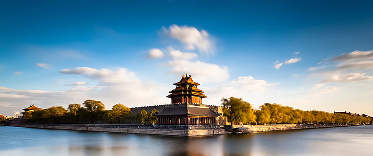 brauner tempel, ultrawide, china, fotografie, architektur, 21 x 9, HD-Hintergrundbild