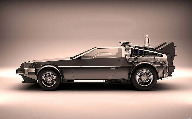 DMC DeLorean, Назад в будущее, Машина времени, Автомобиль, HD обои