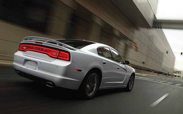 white Dodge Charger, dodge, charger, auto, silver, movement, HD wallpaper