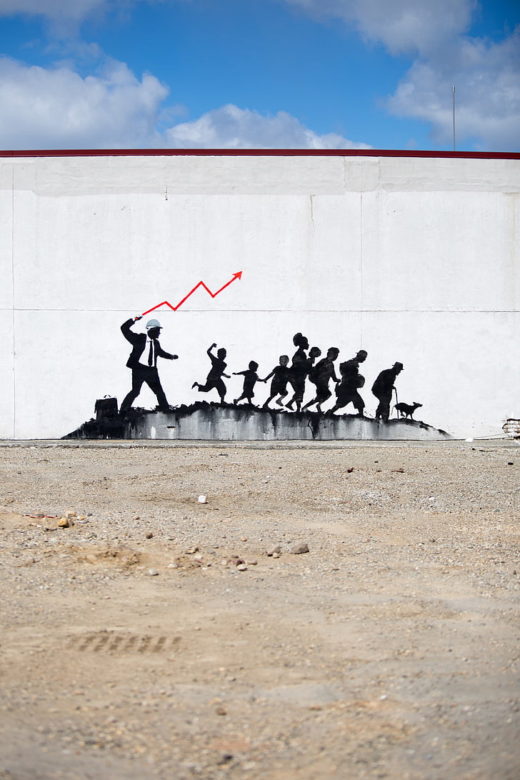 Banksy, graffiti, béton, urbain, street art, Fond d'écran HD, fond d'écran de téléphone