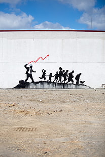 Banksy, กราฟฟิตี, คอนกรีต, ในเมือง, สตรีทอาร์ต, วอลล์เปเปอร์ HD HD wallpaper