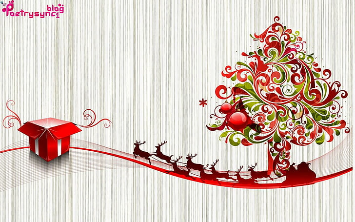 Christmas Facebook Covers, santa claus and reindeer with christmas tree poster, christmas, facebook, covers, HD wallpaper