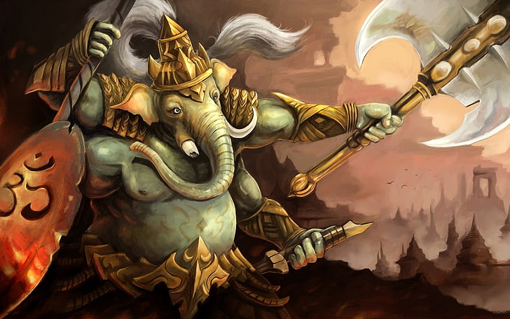 Fantasi Ganesha, ilustrasi Ganesha, Tuhan, Tuhan Ganesha, Ganesha, Wallpaper HD